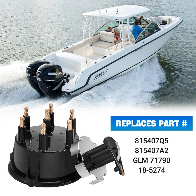 Tutor Auto 815407Q5 Distributor Cap and Ignition Rotor Kit for Marinized 4.3L V6 Engines with Thunderbolt IV and V HEI Ignitions - Replaces 815407Q5, 815407A2, 815407Q02,18-5274 - Image 2